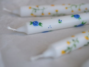 Blå roser stearinlys 24 cm